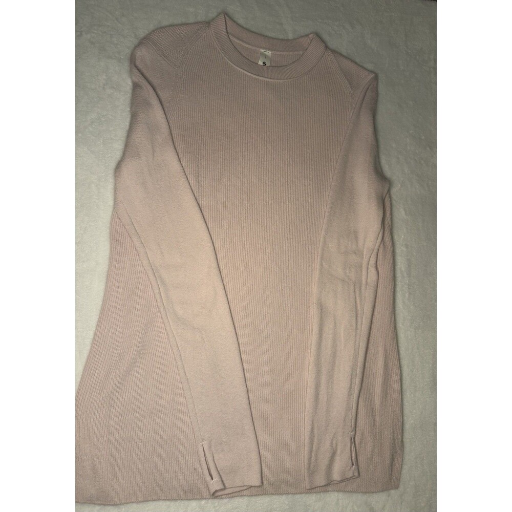lululemon Pink Ribbed Knit Crew Neck Pullover Sweater Long Sleeve Women S